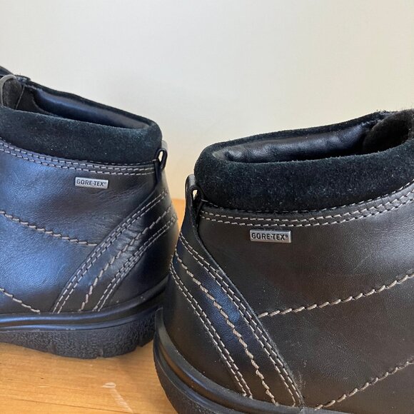 ECCO Black Leather Lace Up Ankle Boots Gore-Tex Waterproof Women's US 7 EU 38 - Picture 5 of 9